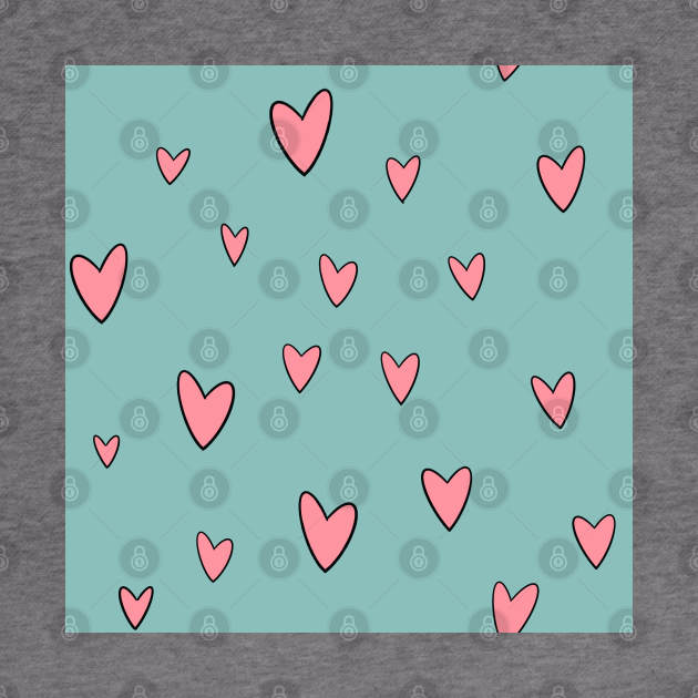 Kawaii Pastel Hearts-Teal by SturgesC